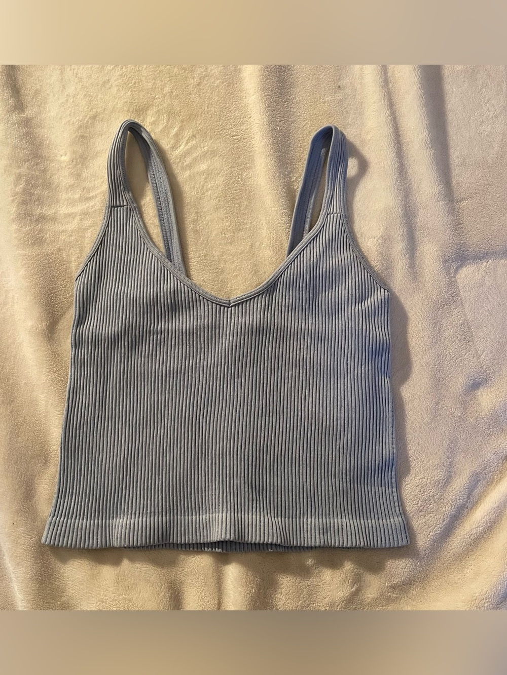 Ribbed V-Neck Tank Top - Pale Blue